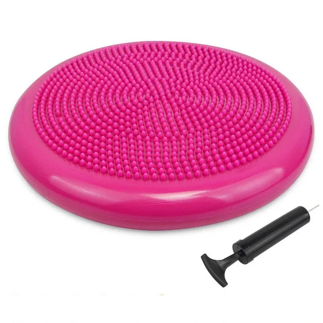 Pink 33x33 см надувной Йога массажный мяч с воздушным насосом балансировочная подушка йога баланс диск Упражнение мяч тренировка Пилатес - Цвет: Pink