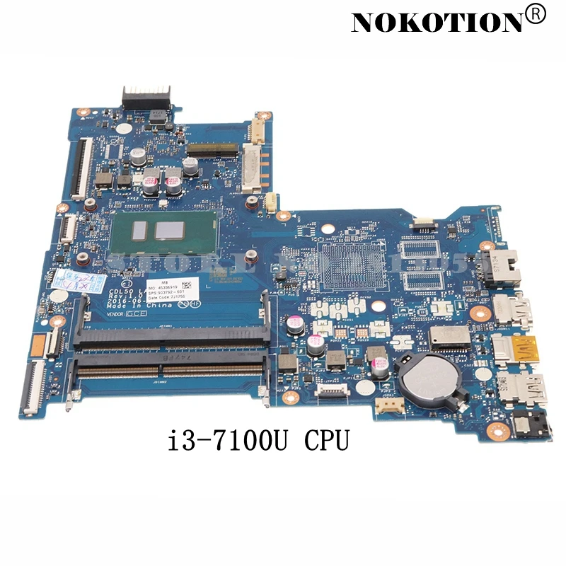 NOKOTION CDL50 LA-D707P материнская плата для ноутбука HP 15-AY 15-AY180TX 903795-001 903795-501 903795-601 DDR4 i3-7100U