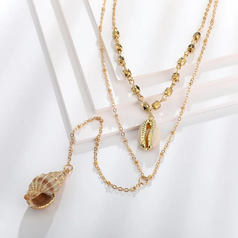 

Bohemia Simple Shell Conch Multilayer Combination Pendant Necklace