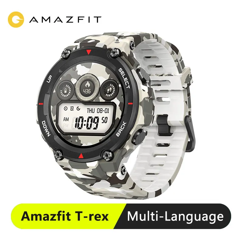 Смарт часы Amazfit T rex 14 спортивных режимов время работы от батареи 20 дней 5 АТМ Bluetooth