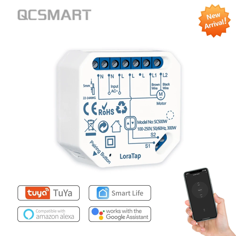 

Модуль переключателя Tuya Smart Life Wi-Fi для роллерного затвора, устройство «сделай сам» с голосовым управлением и приложением Alexa для умного дома