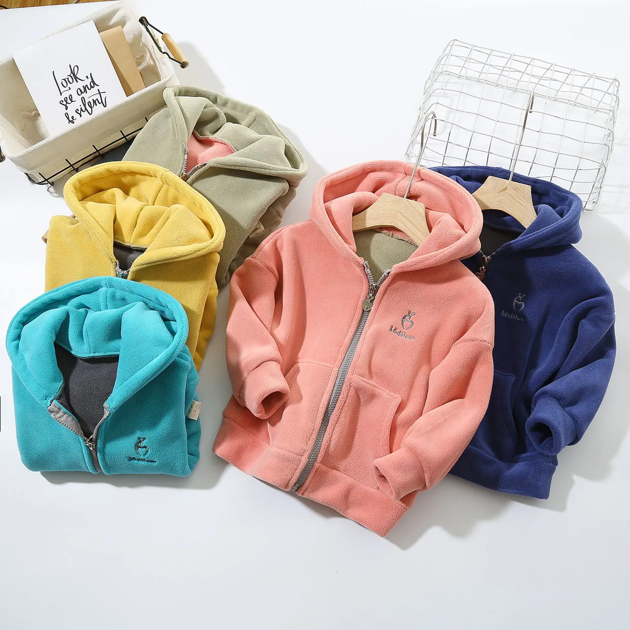 

Autumn Winter Hooded Coat Ids Velvet Casual Solid Plus Orly Velvet Thicken Zipper Jacket Boy Girls Baby Clothes Warm Outwear
