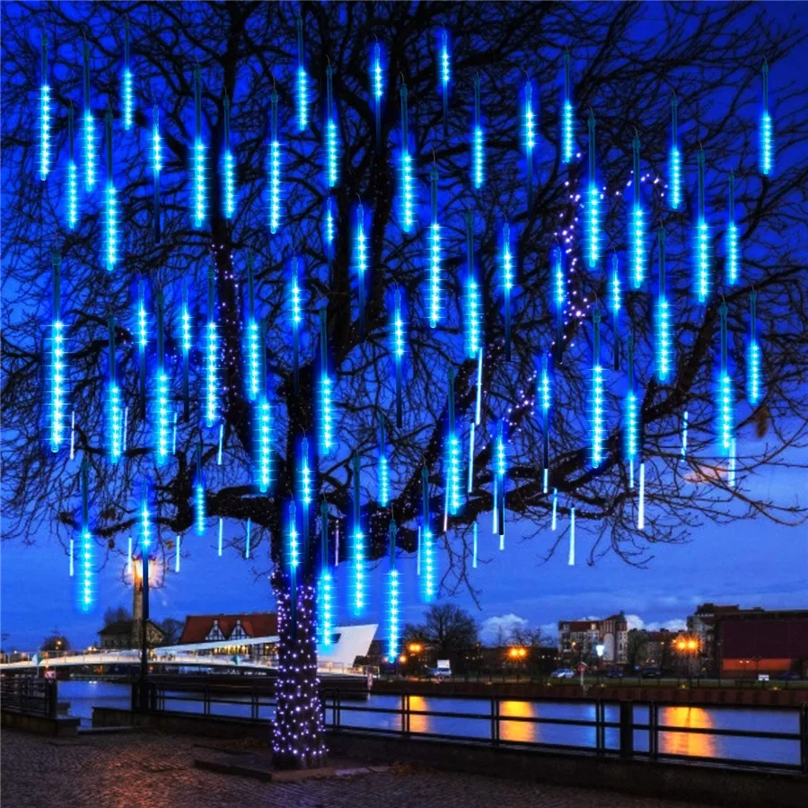 

Thrisdar 30/50CM Falling Rain Light Meteor Shower Light Snow Falling Light Outdoor Christmas Trees Cascading Icicle String Light