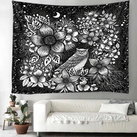 psychedelic owl big tapestry plant starry sky wall hanging bohemian aesthetics room wall decoration home yoga mat beach mat