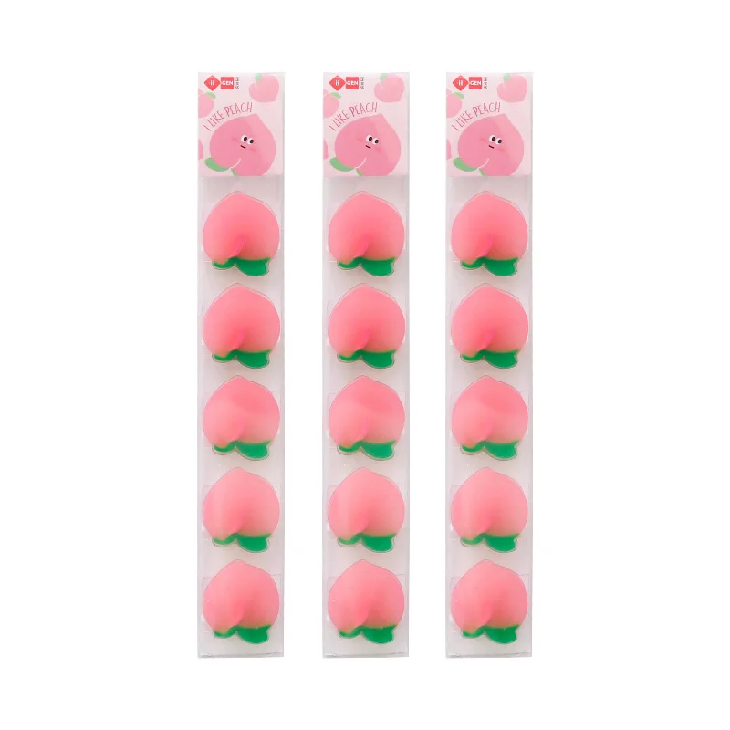 

5 Pack Cute Peach Powder Eraser Pencil Transparent Rubber Stationary Cartoon Mini Erasers Fun Learn Office School Supplies