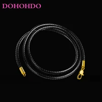 1 5 3mm necklace cord leather cord wax rope chain with stainless steel gold color lobster clasp for diy necklace jewelry making