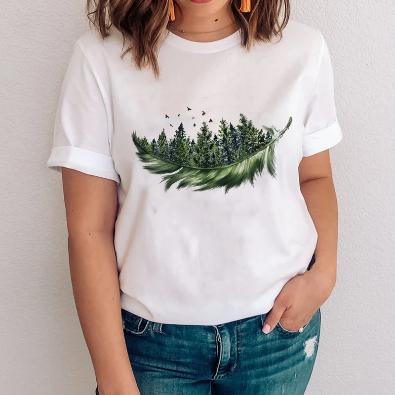 

Harajuku Flower Printed Women Short Sleeve Top Oversized Casual Street Clothes Female Round Neck T-shirt 25882