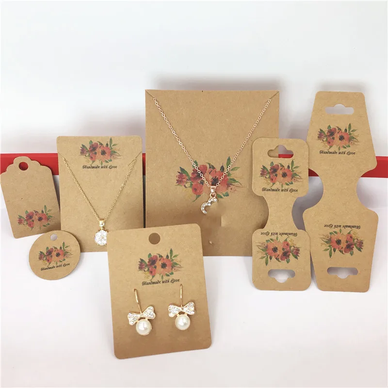 

100 крафт-бумаги карты серьги ручной работы аксессуары для изготовления украшений своими руками карты для ожерелье серьги шпилька подвеска ...