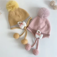 children pineapple grain areata lashing winter earmuffs cap double neri thickening hat cartoon lamb knitting hat