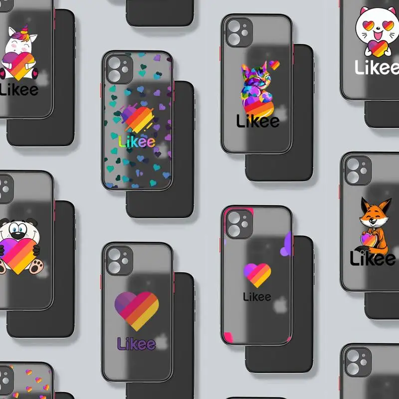 

Likee cat bear love heart art Phone Case Matte Transparent for iPhone 7 8 11 12 s mini pro X XS XR MAX Plus mobile bags coque