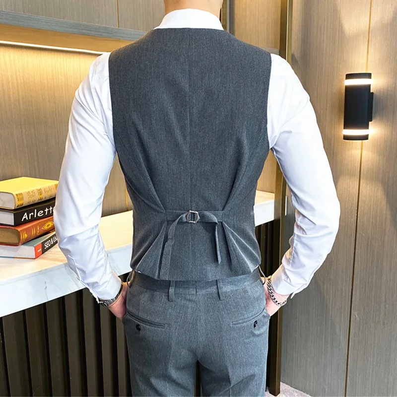 Серые мужские официальные жилеты в комплекте со штанами Цвет жилет Slim Fit
