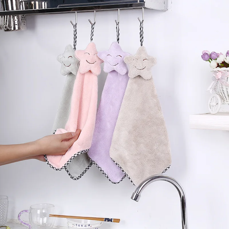 1 шт. висит милой улыбкой коралловые бархат Полотенца Кухня быстросохнущие