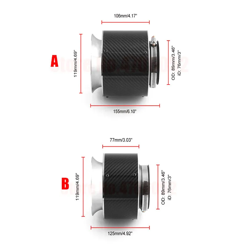 Воздушный фильтр 3 дюймов Универсальный нагнетатель капот воздухозаборник Карро