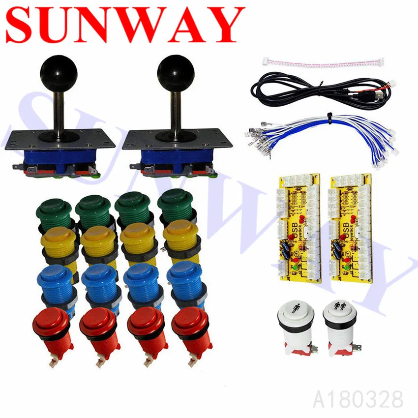 

Бесплатная доставка Аркадная игра комплект x2 джойстики Zippyy Negros + 16 botones + 1p 2p botones + 2 игрока Аркада Usb энкодер