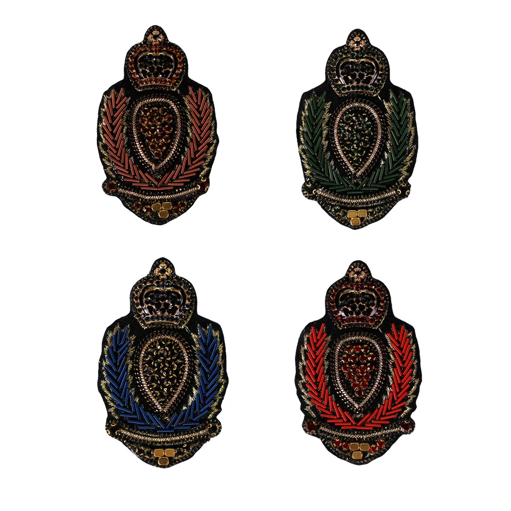 Винтажные индийские шелковые значки украшенные бисером кристаллами нашивки для