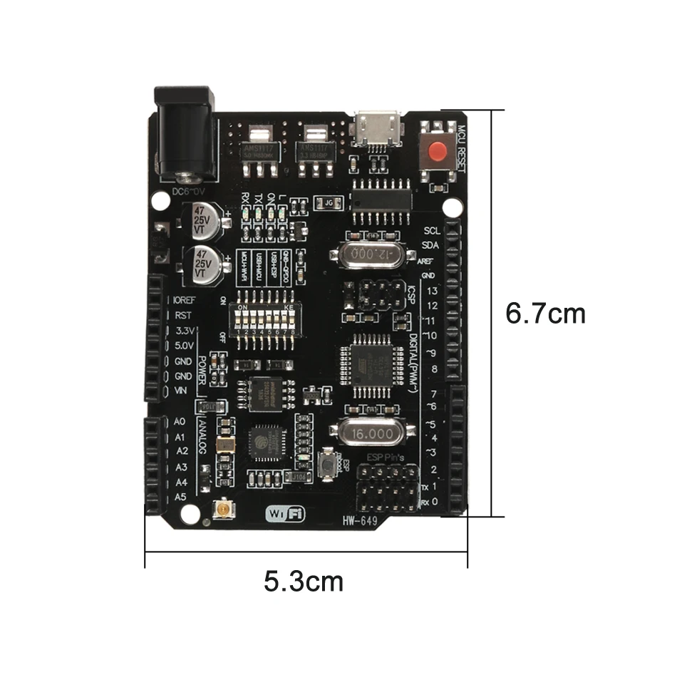 UNO R3 + Wi-Fi ATmega328P ESP8266 (32Мб оперативной памяти) USB-TTL CH340G для Arduino Uno NodeMCU WeMos - купить по