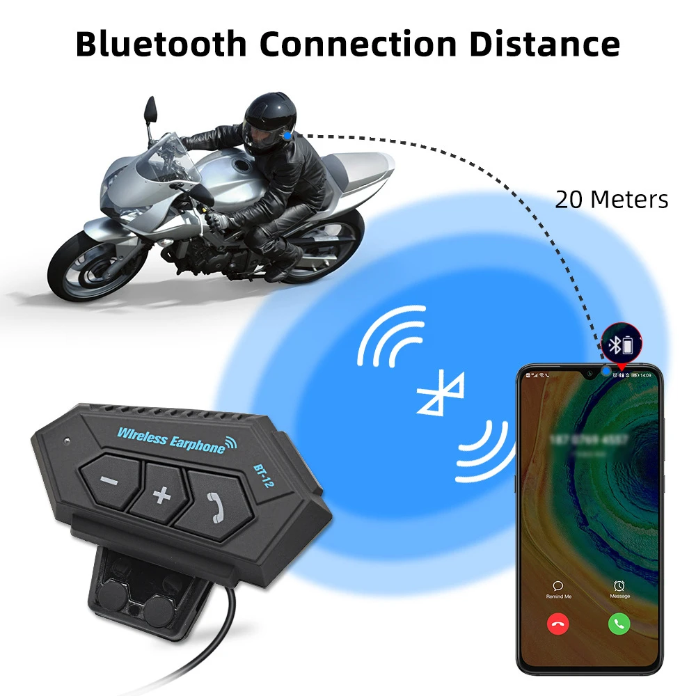 

Motorcycle Helmet Headset Wireless Bluetooth Headphone Speaker Hands-Free Long standby Long receiving range BT-12
