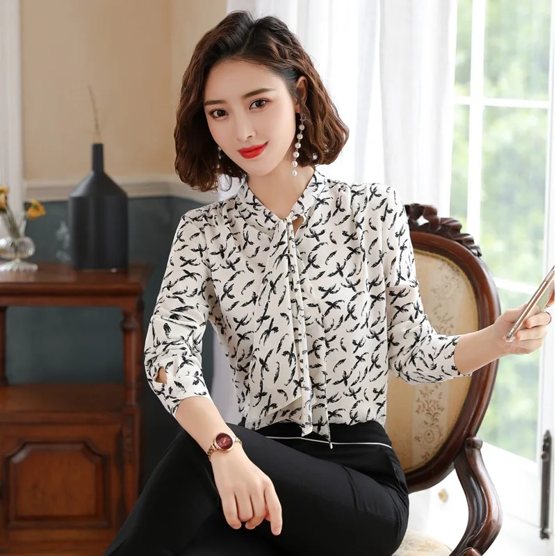 Блузки и рубашки женские белые с галстуком длинным рукавом | Женская одежда