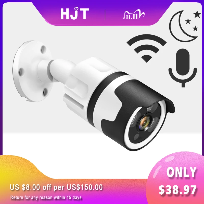 IP камера видеонаблюдения HJT H.265 2 4 МП Wi Fi два канала слот для TF карты|Камеры