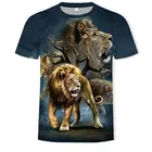 Новинка 2021, забавная 3D футболка с изображением животного, король льва, мужская летняя модная Универсальная футболка с коротким рукавом и 3D-принтом льва