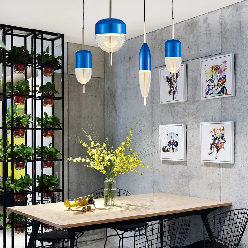 Креативная Мода Ресторан Бар стол дизайнер одна голова люстра пост современный