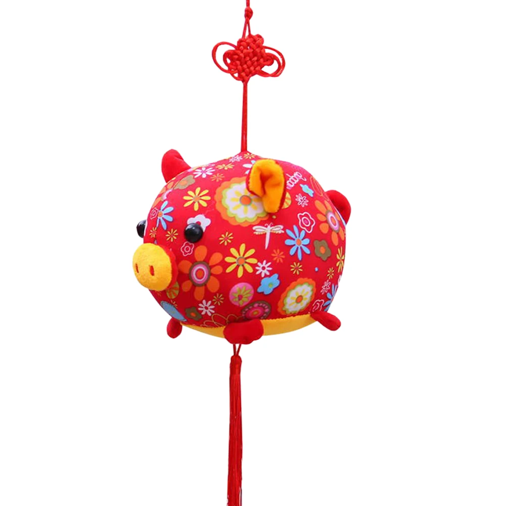 

10cm Chinese New Year Mascot Pig Plush Doll Toy Chinese Knot Cute PP Cotton Red Mascot Toy For New Year Home Decor Pendant
