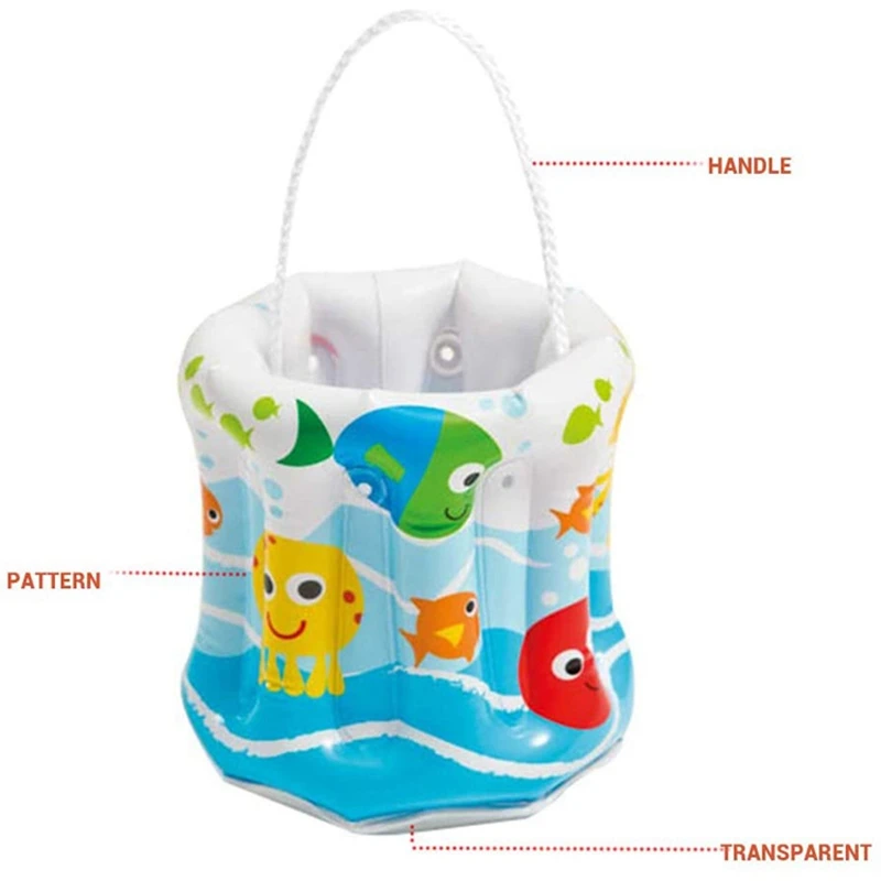 

Inflatable Bucket Bag PVC Transparent Bottom Summer Beach Toys Inflate Swimming Pool Toy for Outdoor Camping Water Bags