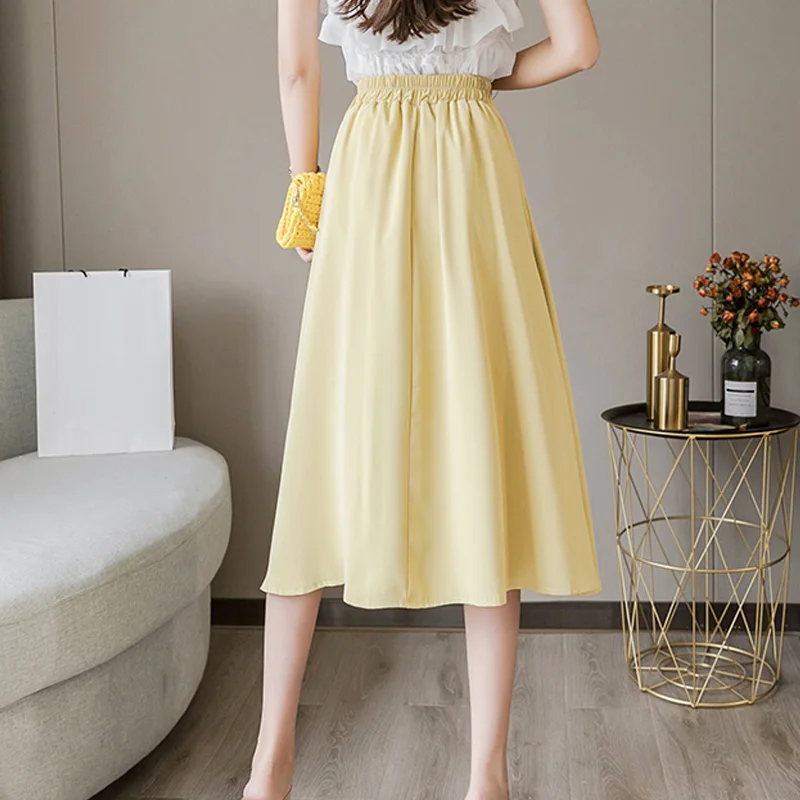 Юбка Женская средней длины с завышенной талией однобортная юбка А-силуэта из