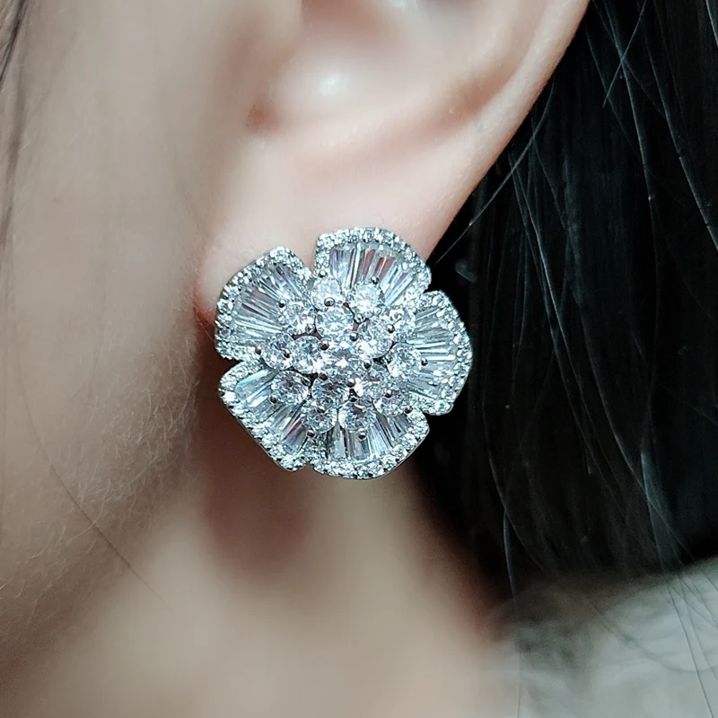 SINZRY ювелирные изделия кубический цирконий твердые серьги в форме цветка модные