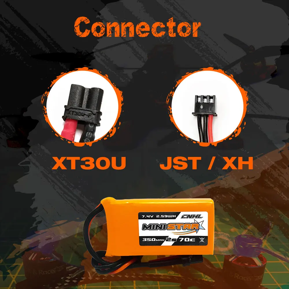 12 шт. литий полимерный аккумулятор CNHL 86 350 мАч 2S 7 4 В 70C с разъемом Mini XT30U|Детали и