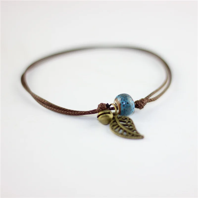 Простые керамические браслеты на ногу для женщин оригинальные плетеные модные с