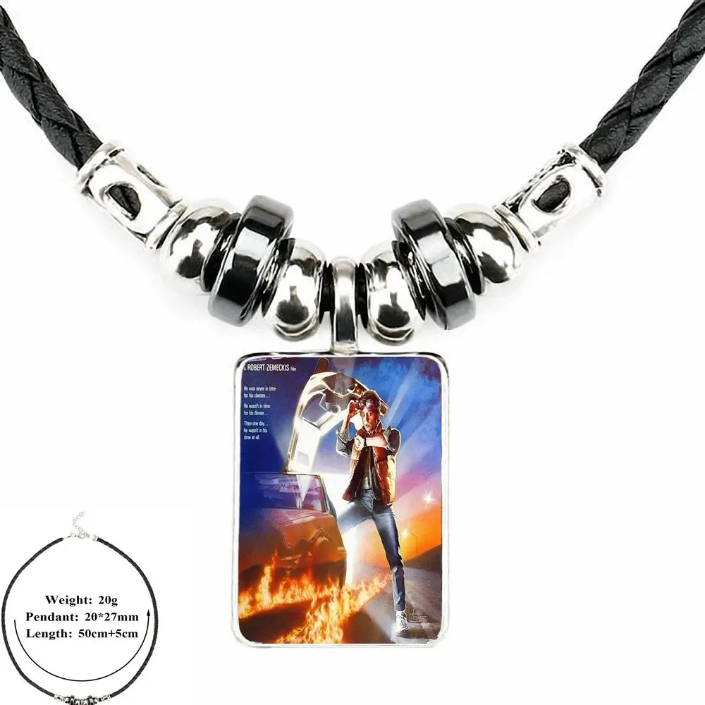 EJ глянцевый черный кожаный кулон с бусинами и стеклянным кабошоном чокер длинное