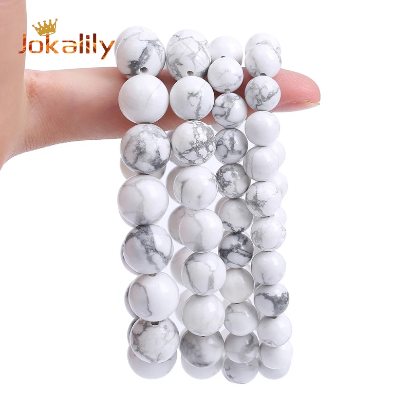 Натуральный белый говлит бирюза камень бусины браслеты с камнем для йоги