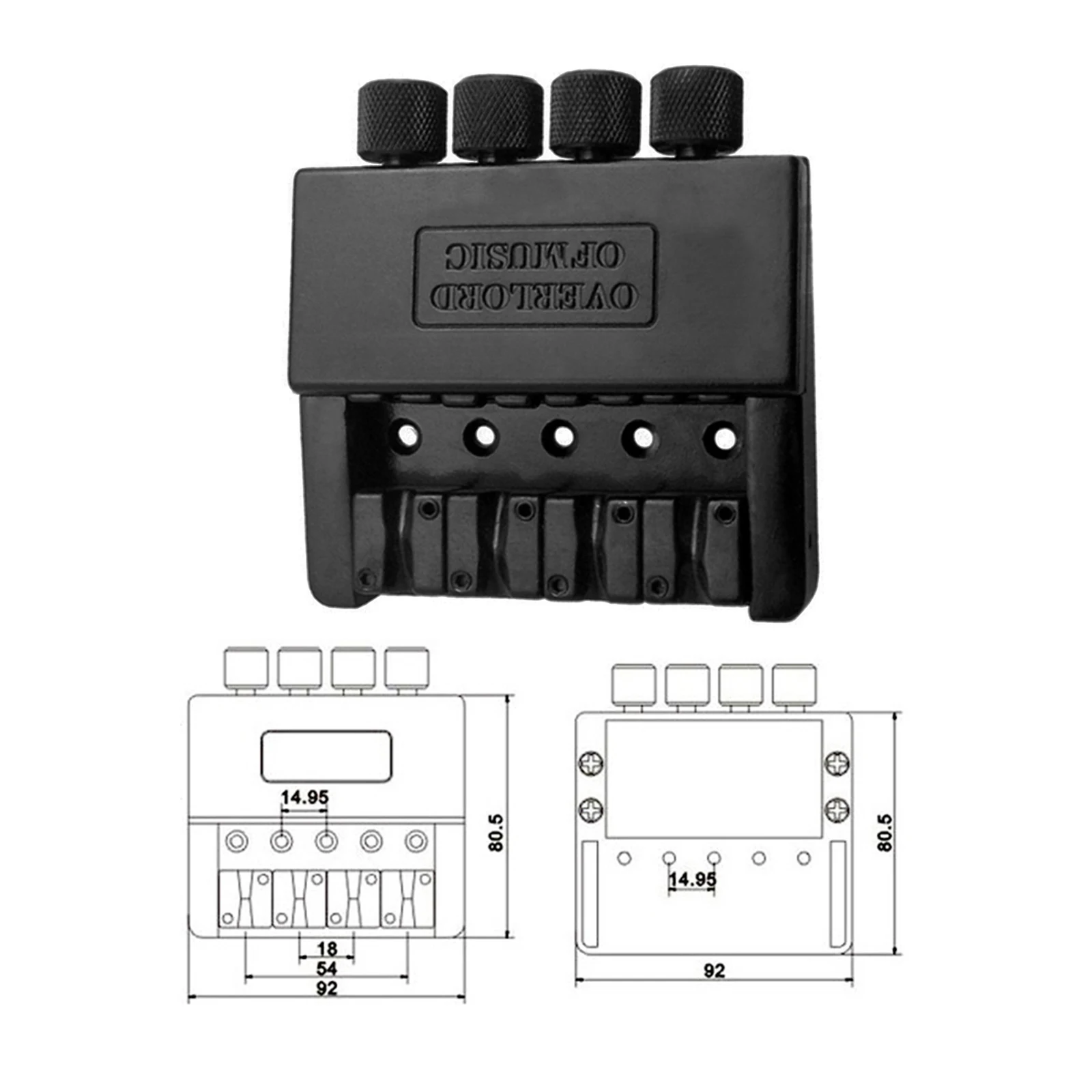 Цинковый сплав Безголовый электрическая бас гитара задний мост Набор