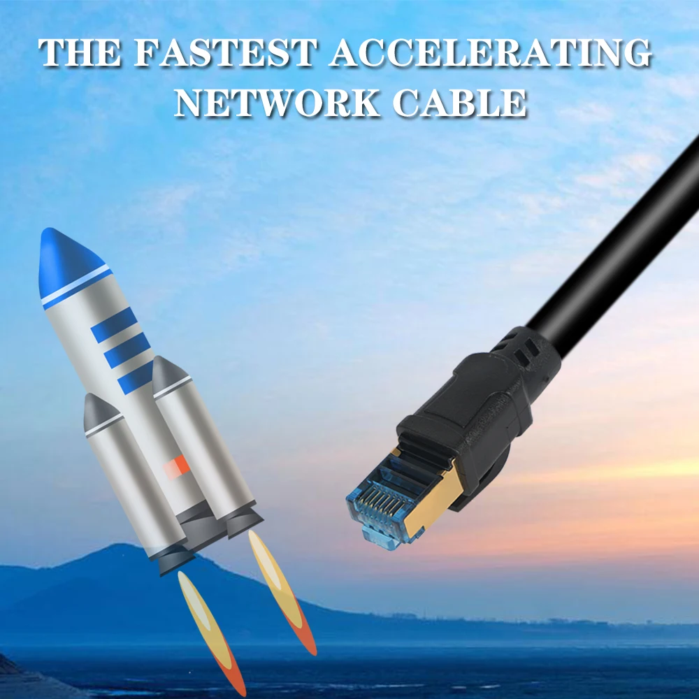 Высокоскоростной Gigabit Cat8 Ethernet кабель 10 футов 40 Гбит/с 2000 МГц сетевой Интернет SFTP LAN