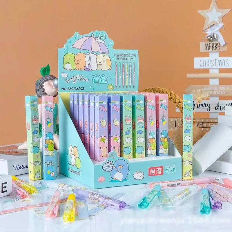 

36 pcs/lot Sumikko Gurashi Blind Box Press Gel Pen Cute Black Signature Pens Office School Writing Supply Promotion Gift