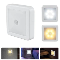 battery powered 6 led square motion sensor night light pir sensor under cabinet light closet light staircase kitchen bedroom