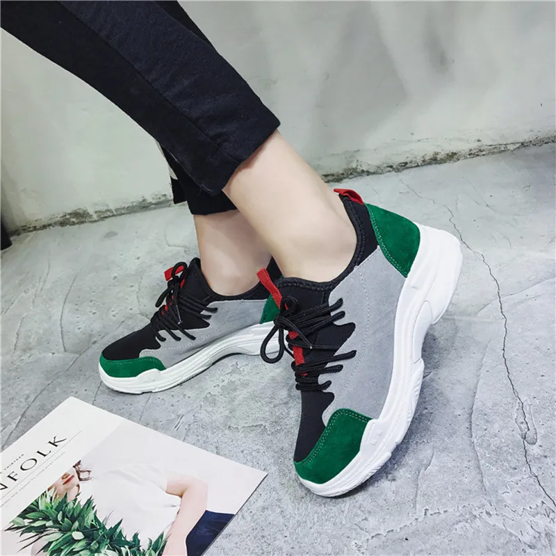 Sports shoes female spring new Korean version of Harajuku ulzzang wild thick-soled tie casual old women's | Обувь