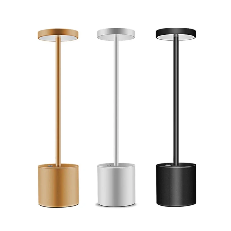 

Modern Aluminium LED Dimmable Restaurant cordless table lamp with USB rechargeable 5200mA battery for hotel ktv bar dinning room