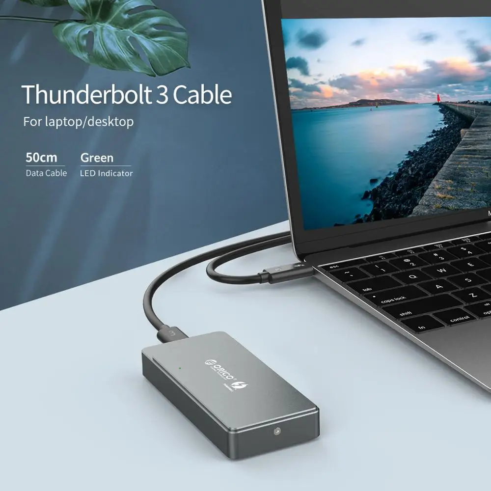 ORICO 40 Гбит/с M.2 NVME Thunderbolt 3 SSD Чехол Поддержка 2 ТБ алюминий с кабель для Mac Windows