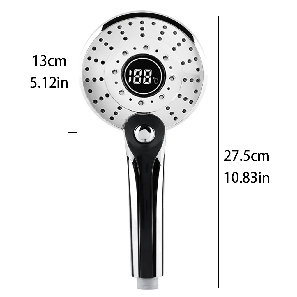 

Recableght LED Digital Shower Head Handheld Spa Shower Head Temperature Control Bathroom High Pressure Water Saving Shower Head