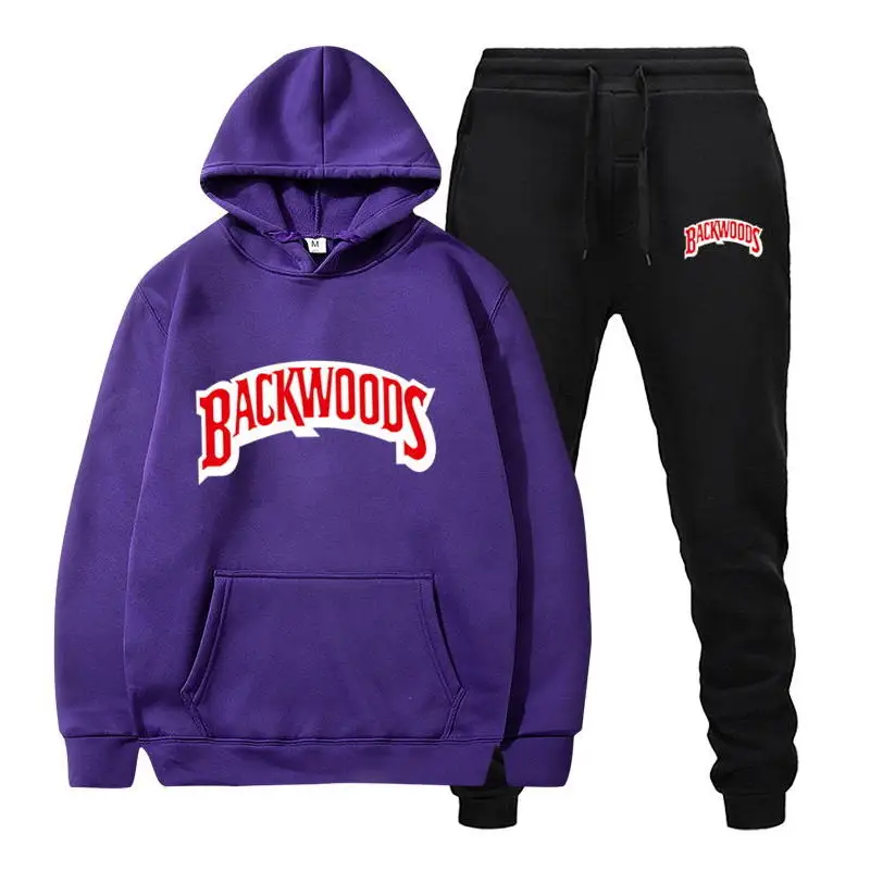 

Marca de moda backwoods conjunto de lÃ£ com capuz dos homens calÃ§a grosso quente agasalho roupas esportivas com capuz fatos de tr