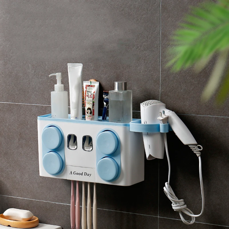 YIWUMART Automatic Toothpaste Squeezer Kit Wall-mount Multifunctional Toothbrush Cups Dispenser Set Storage Rack | Дом и сад