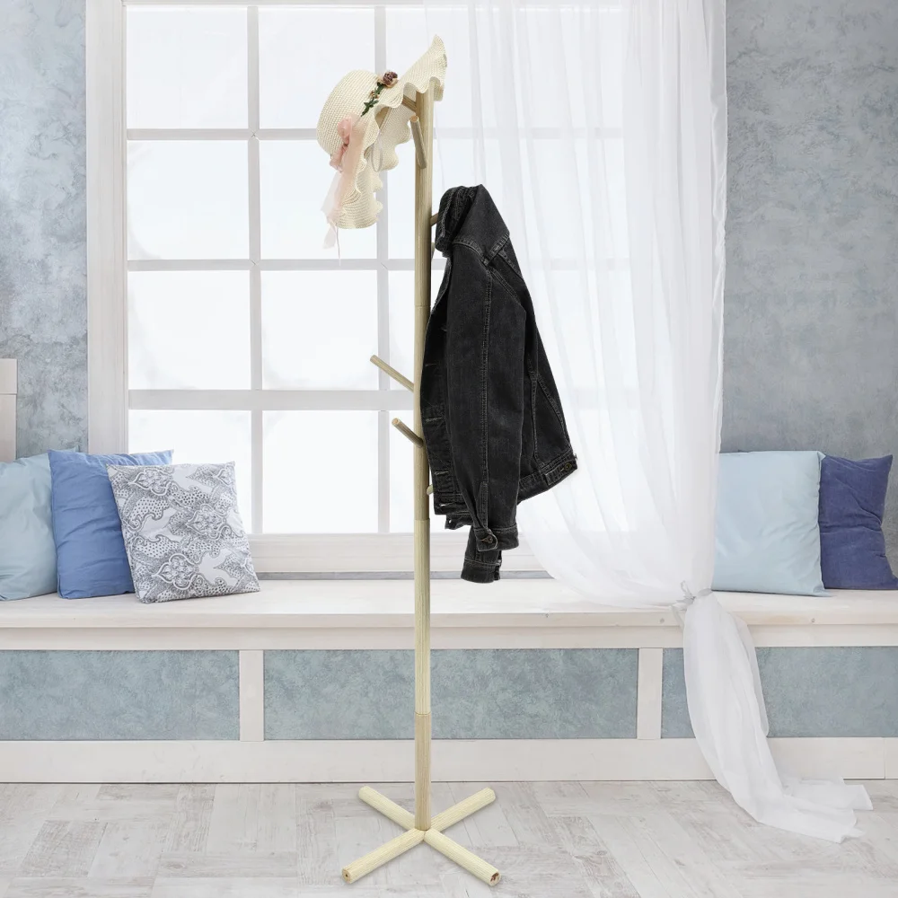 

Wooden Coat Hat Stand Removable Hanger Rack Bags Clothes Organizing Rack
