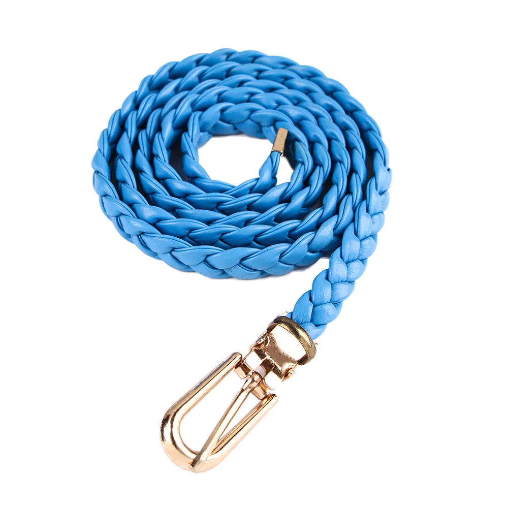Blue Модный красивый цветной женский пояс из искусственной кожи, тонкий конфетных цветов, тонкий регулируемый пояс - Цвет: Blue