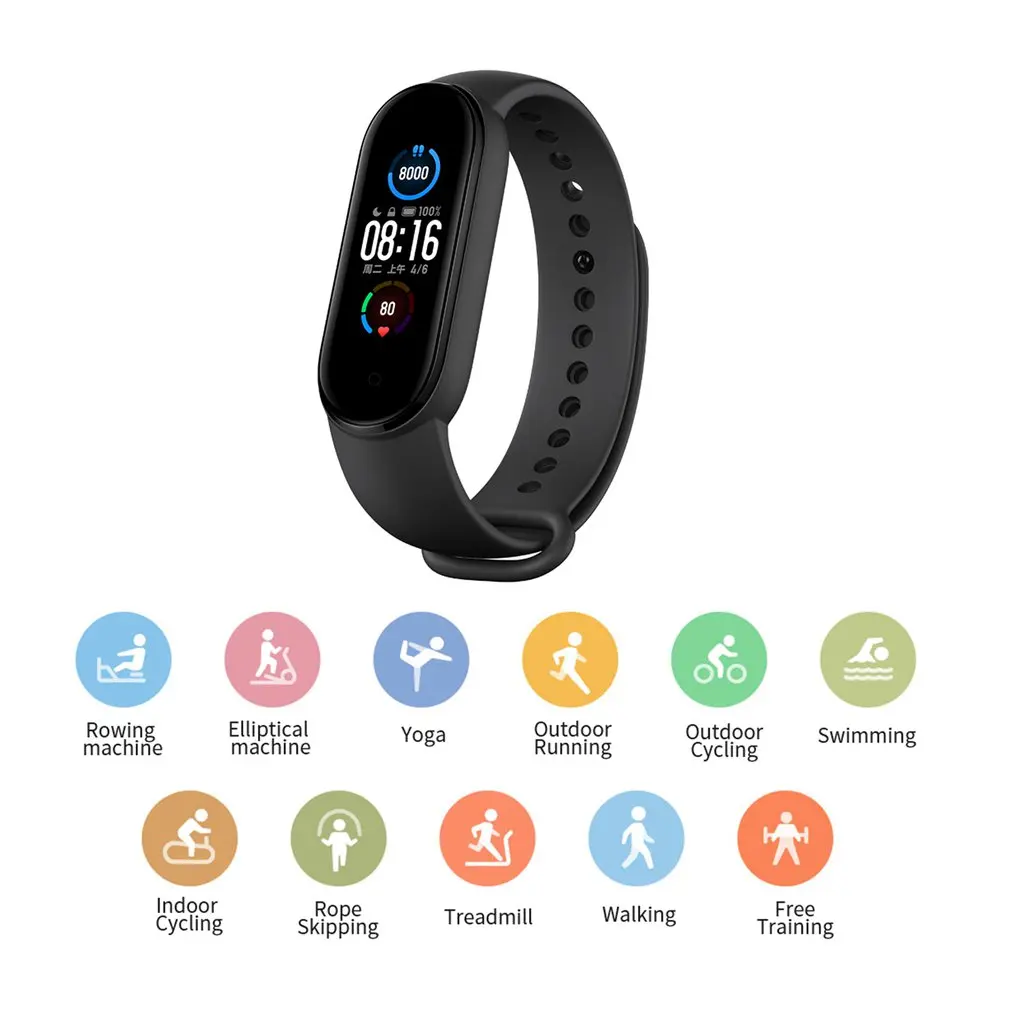 Браслет Xiaomi Mi Band 5 Spo2 Женский фитнес-браслет с нажимными клавишами пульсометром