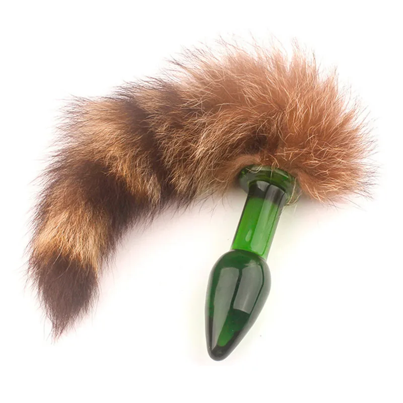 Green Crystal Badger Женские сексуальные костюмы для косплея, Анальная пробка, хвост из нержавеющей стали, Анальная пробка, лисий хвост, форма реквизит для аниме, косплей, покемон - Цвет: Green Crystal Badger