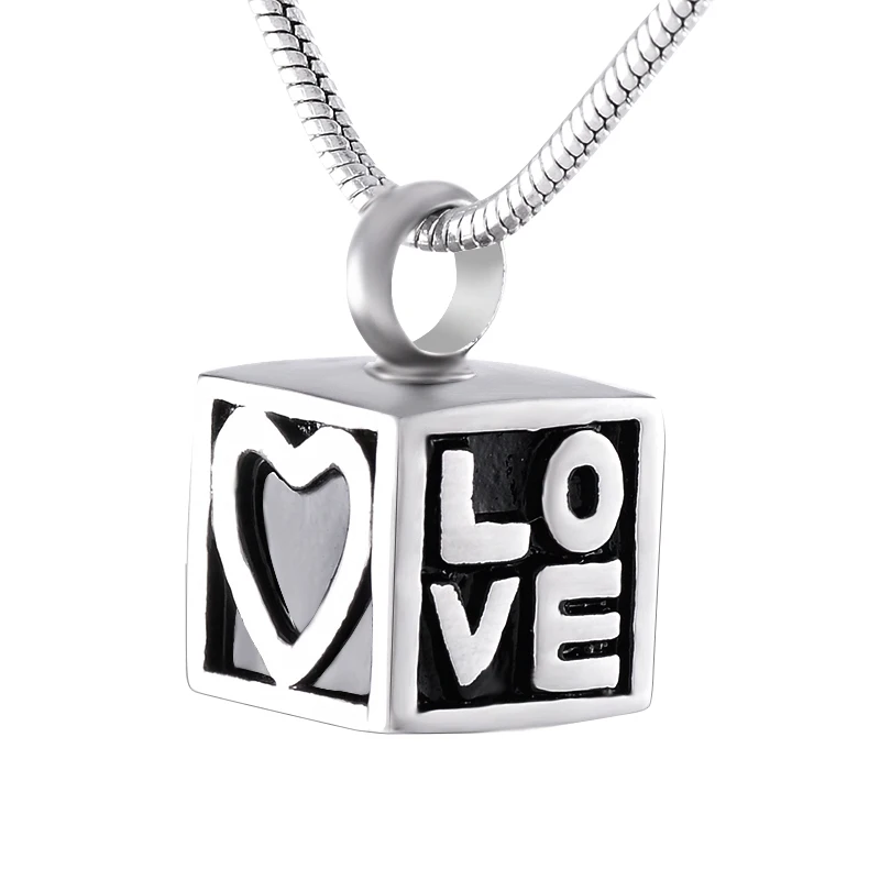 

IJD9411 нержавеющая сталь Кремация любовь квадратный кулон в форме сердца памятный сувенир для золы урна ожерелье мужские ювелирные изделия