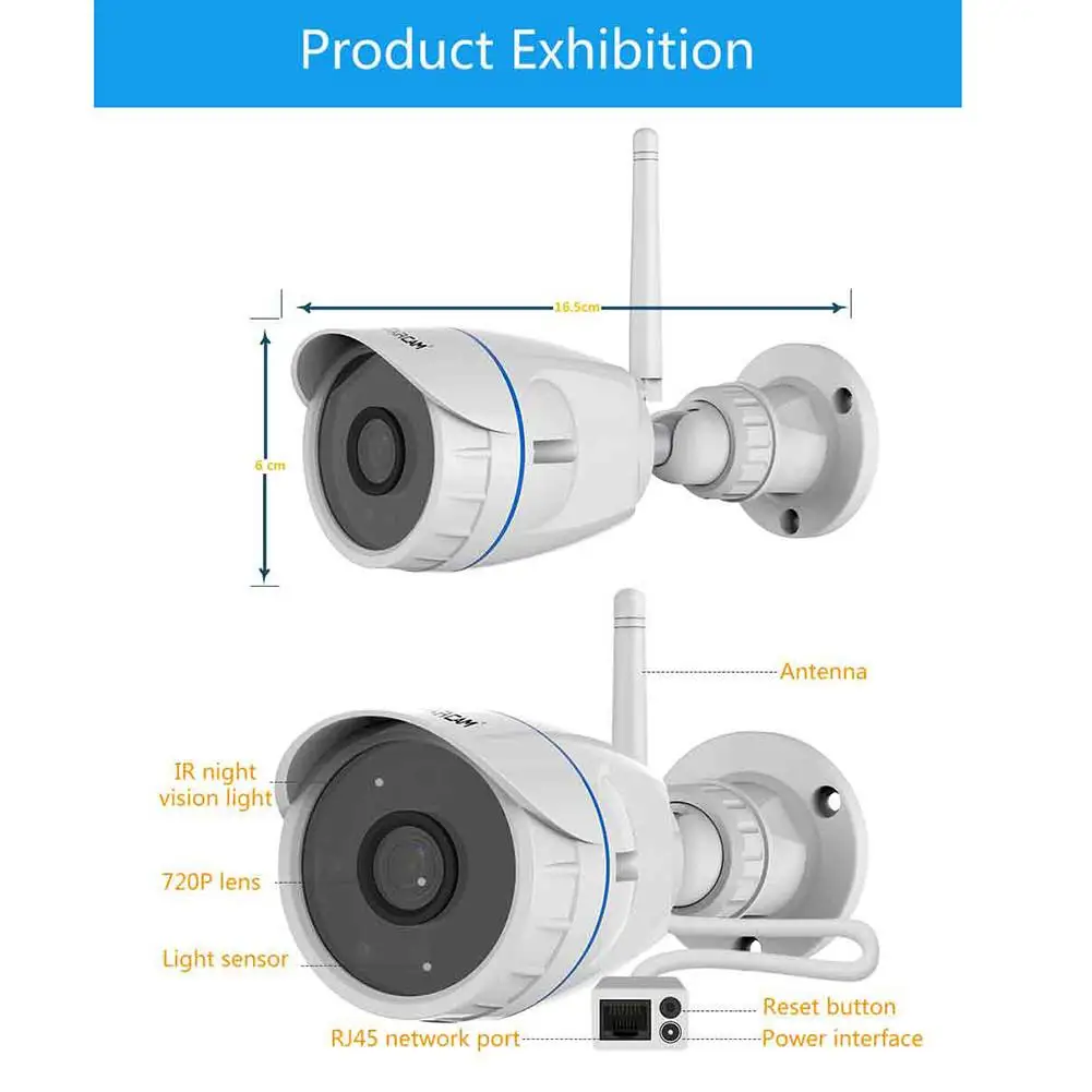 C17 Onvif Wi-Fi беспроводная ip-камера, наружная камера безопасности 720P IP66, сетевая HD камера видеонаблюдения, монитор ночного видения, поддержка sd-карты 128G