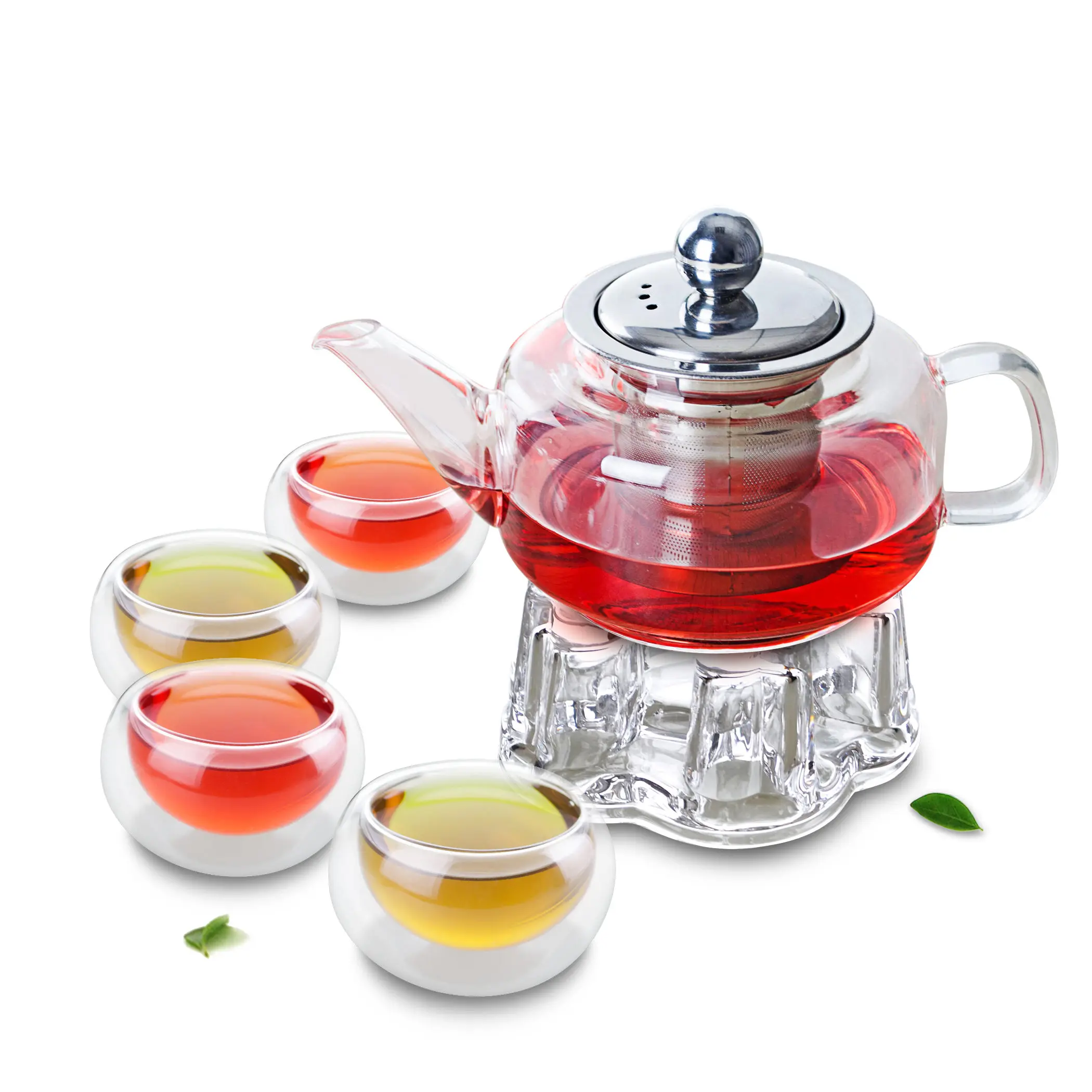 1x 6in1 кунг-фу Кофе Чай комплект B-550ml Стекло горшок с Нержавеющая сталь Infuser фильтр +